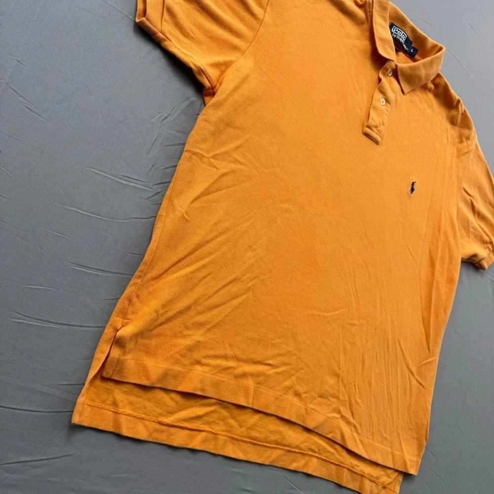 Polo Ralph Lauren Mens Large Orange Cotton Pique Short Sleeve Pony Polo Shirt